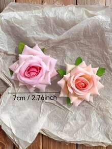 4pcs Bohemian White, Red, Pink, Orange-Pink Rose Flower Hair Clips, Luxury Retro Floral Hair Accessories, Elegant, Minimalist, Versatile For Daily, Casual, Party, Work, Vacation, Skincare, Makeup, Outfit Matching, Valentine's Day Gift,Summer,Holiday,Travel, Head Accessories,Festival,Birthday - Multicolor - View 2