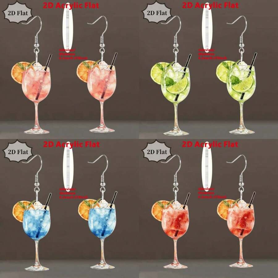 Women's Fashion Dangle Earrings – Summer 2D Acrylic Oktoberfest Beer Glass & Orange Juice Drink Drop Earrings, Minimalist Creative Fresh Fashion Jewelry - Multicolor - View 1