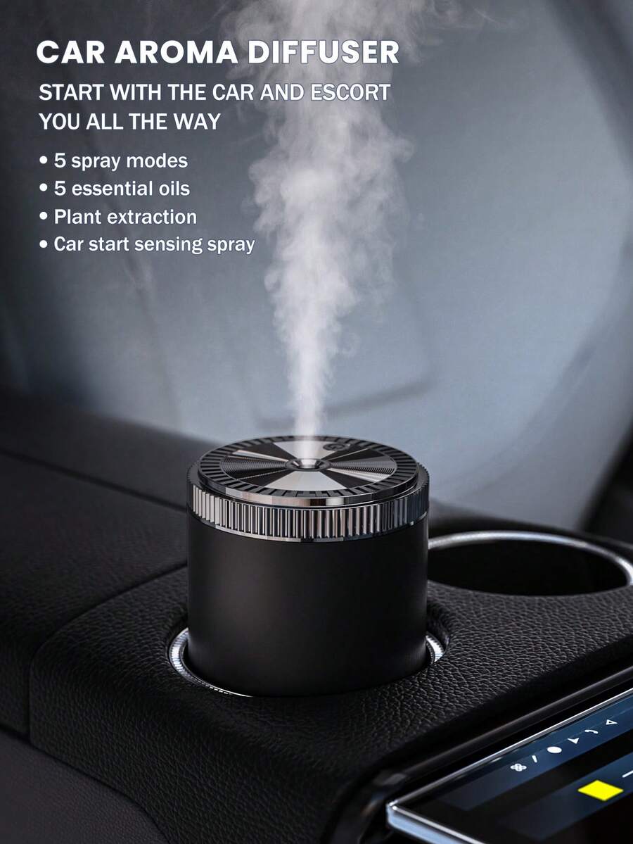 1个车载空气清新剂/香薰扩散器，5种工作模式，高端车载空气清新剂，汽车装饰，节日送给朋友的完美汽车礼物。180毫升车载加湿器，带浪漫彩色夜灯，浓雾静音运行，自动定时，5种香薰精油可选，空气清新剂。 - 圓柱 - 查看 1