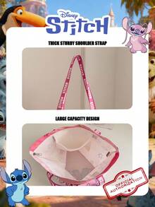 Disney 1 Pc Officially Licensed Stitch Pattern Storage Bag Canvas Tote Bag, Large-Capacity Shoulder Bag, Lightweight Reusable Shopping Bag – Ideal For Women, Teens, Cartoon Fans, Perfect For Daily Commutes, Grocery Shopping, School Runs, Beach Trips, Holiday Gatherings,Back To School - Multicolor - View 12