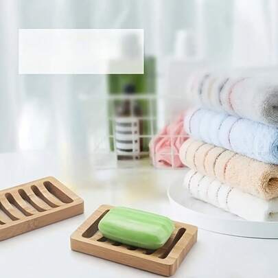 1pc Self-Draining Soap Dish With Holder - Wooden Bathroom/Shower Soap Dish With Drainage System, Vertical Soap Rack, Bathroom Soap Holder