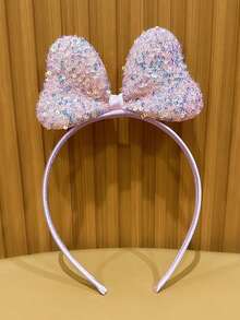 1个粉色蝴蝶结发箍，可爱时尚的3D发夹，价格实惠的日常发饰 - 粉色 - 查看 5