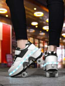 大輪時尚兒童與青少年酷炫滾輪溜冰鞋 LED 發光鞋 夜間燈光 學生溜冰鞋 雙用途設計 可行走與可溜冰 男孩與女孩通用 帶輪發光溜冰鞋 舒適戶外兒童運動鞋 街頭風格滾輪溜冰鞋 中性兒童升級穩定版 戶外街頭酷炫溜冰鞋 兒童與青少年最佳生日禮物 輕量易清潔與維護 低筒圓頭板鞋風格 適合各種腳型 增強靈活性 適合戶外運動 可拆卸雙用途發光鞋 適合四季 - 黑與白 - 查看 4