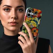Una elegante funda para teléfono que no incluye cordón ni soporte Shockproof Flower Elements Fashion Matisse Floral Art Orange Flower Pattern Phone Compatible With 17 16 15 14 13 12 11 Pro Spring - Multicolor 2 - Ver 3