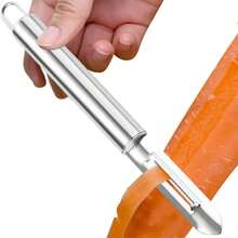 Upgraded Stainless Steel Double-Blade Peeler, Ergonomic Handle Fruit & Vegetable Peeler, Potato Peeling Tool, Kitchen Gadget - Silver - View 1