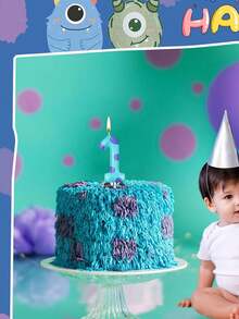 Blue Dot Monster Cartoon Numeral 0-9 Theme Birthday Party Cake Decorative Candles - View 5