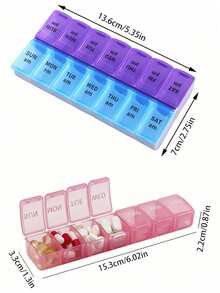 1 hộp đựng thuốc 7 ngày/tuần, hộp đựng thuốc di động 7/14 ngăn, hộp đựng thuốc du lịch trong suốt, hộp đựng viên vitamin, có thể đựng viên nén, viên nang, dầu cá, thiết kế nhỏ gọn, cần thiết cho gia đình, du lịch, ký túc xá. - Hộp đựng thuốc hình chữ nhật mini cầm tay - Xem 12