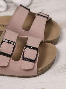 New Summer Kids' Non-Slip Soft Bottom Double Buckle Minimalist Fashion Flat Sandals, Suitable For Beach Vacation - Pink - View 6