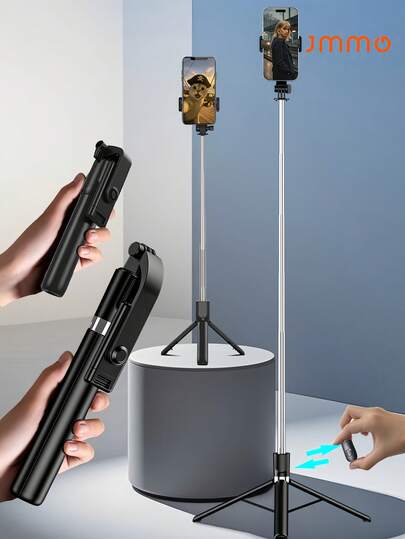 170公分/67吋可伸縮鋁合金自拍棒三腳架，附補光燈和藍牙遙控器，相容於智慧型手機 - 適用於旅行、Vlog、直播、戶外攝影，可伸縮便攜自拍杆，適合Vlogger和旅行者 - 隨時隨地像網紅一樣拍攝！