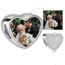 1pc Personalized Heart-Shaped Photo Pendant Bracelet, Custom Photo Pendant, DIY Bracelet, Mother's Day Gift, Heart-Shaped Photo Bead, Customized Photo Bracelet Pendant, Fits Bracelet, Personalized Photo Pendant, Photo Gift - White - View 4