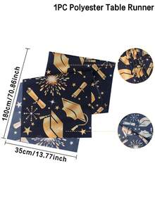 1 chiếc khăn trải bàn trang trí tốt nghiệp, khăn trang trí bàn dài tốt nghiệp, khăn phủ bàn họa tiết mũ tốt nghiệp pháo hoa đen vàng, trang trí bàn tiệc tốt nghiệp năm 2026, đồ dùng tiệc tốt nghiệp, trang trí nhà bếp và phòng ăn mùa tốt nghiệp, tốt nghiệp năm 2026, trang trí nhà cửa, quà tặng gia đình nhân dịp lễ tốt nghiệp, trang trí trung tâm bàn, trang trí bàn ăn, khăn trải bàn chủ đề tốt nghiệp, phụ kiện trang trí tiệc, quà tặng tiệc, quà lưu niệm tiệc, đạo cụ chụp ảnh. - Mũ pháo hoa đen vàng - Xem 8