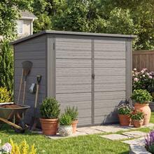 YODOLLA Garden Storage Box Shed, Storage Cabinet Outdoor With Lockable Openable Lid, Weatherproof Plastic Small Shed For Garden Patio Balcony - Grey - 156x98x127cm - View 4