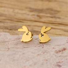 1 Pair Charming Stainless Steel Rabbit Earrings - Cute Punk Style, Perfect For Parties And Daily Wear. Ideal Gift For Ladies. - GED904 - View 3