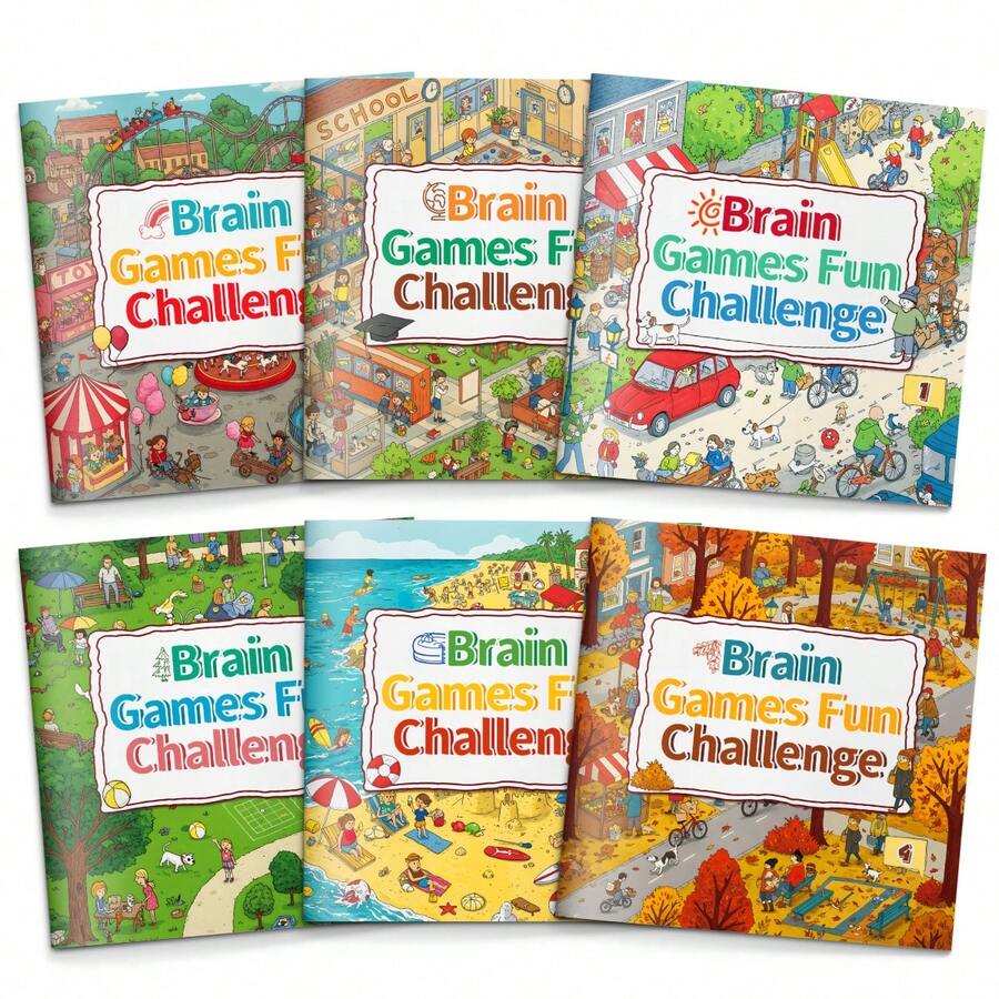 Brain Games Fun Challenge Collection | Multi-Scene Look & Find Puzzles | Detail Search & Focus Training | Family Interactive Bestseller | Perfect Gift For Back-To-School, Christmas & Birthdays - Observation & Logic - View 1