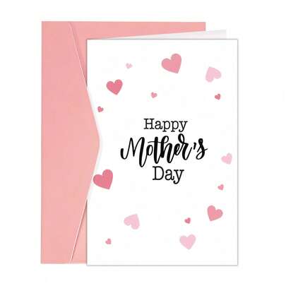 1pc Happy Mother's Day Greeting Card - Simple Mother's Day Gifts, Elegant Handwritten-Style Design With Sentimental Accents, Perfect For Mom, Grandma, Wife From Daughter Or Son