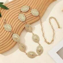 Boho 1pc Women Oval Decor Chain Belt Halloween Summer, School Fall, Autumn, Halloween - Rượu sâm banh - Xem 1