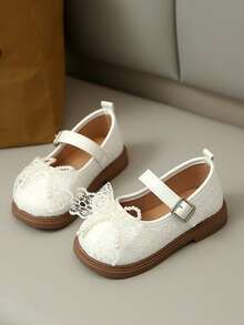1 Pair Girls' Cute Fashion Flat Shoes, Made Of Quality Fabric, Easy Hook And Loop Slip-On Design, Lightweight Sole, Suitable For Outdoor Wear - White - View 6