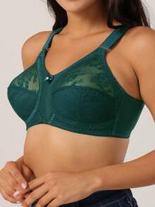 Sujetador sin costuras, transpirable y sin aros para mujer de talla grande, ligero y de cobertura total - Verde - Ver 4