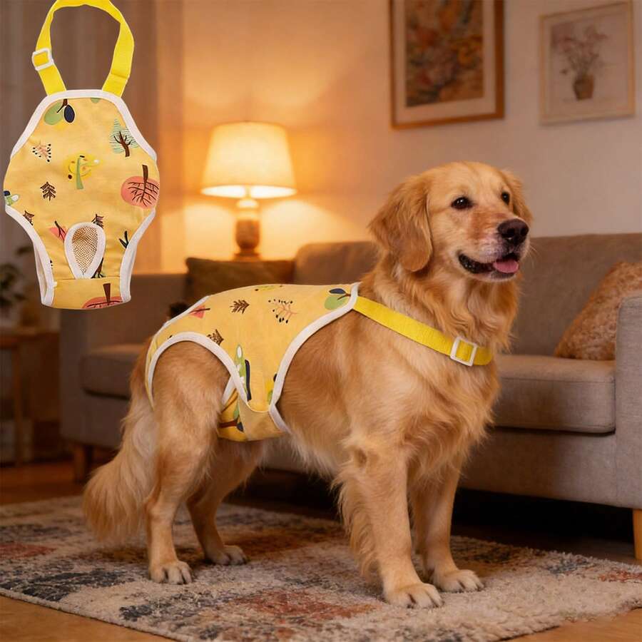 1pc Pet Dog Physiological Pants: Fixable Sanitary Pad Design + Pure Cotton Breathable Crotch, Suitable For Medium & Small Dogs During Estrus