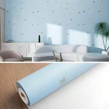 1 Roll Star Pattern Self-Adhesive Wallpaper, Convenient To Peel And Stick, Water-Resistant Surface, Suitable For Wardrobe, Desk, Room, Bedroom, Dormitory, Bathroom, Living Room Wall Decor, Creating A Warm And Dreamy Atmosphere, Bathroom Wall Sticker, Wall Paper, Spring Decor, Bedroom Decor, Desktop Sticker, Kitchen Anti-Oil Sticker, Wall Decal - White 1pc - View 5