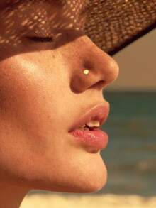 925 Sterling Silver Minimalist Geometric Round Nose Ring/Stud, Flat Bottom Nose Piercing Accessory - Single - View 2