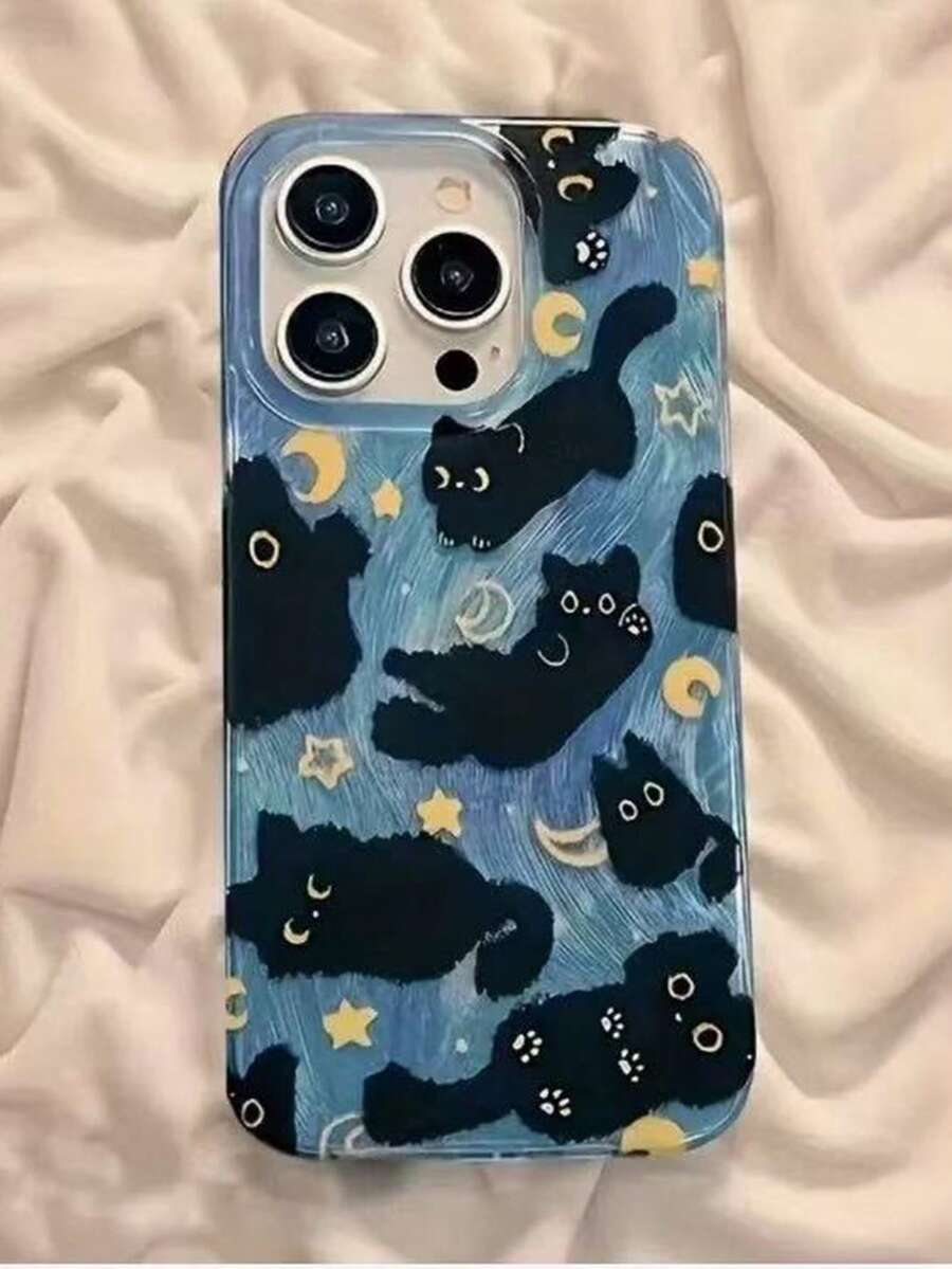 1 ốp lưng điện thoại thiết kế hình mèo ma, tương thích với iPhone 17 Pro Max/17/16/15/14/13/12/11, ốp bảo vệ mềm mại độc đáo. - Nhiều màu - Xem 1