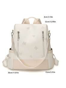 Mochila antirrobo de gran capacidad para mujer para viajes y trayectos - Beis - Ver 8