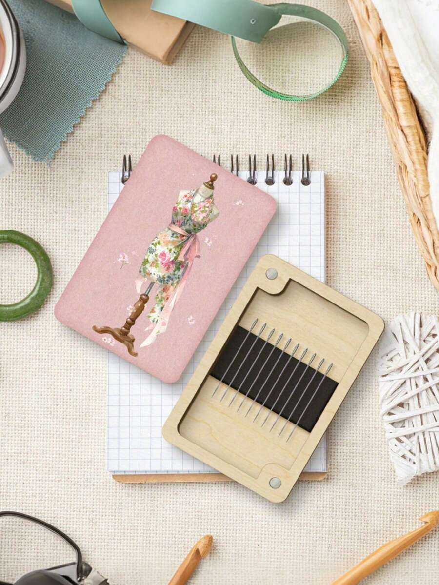 Hộp đựng kim may đa năng từ tính - Hộp đựng kim may từ tính với họa tiết váy hồng - Hộp gỗ, hộp đựng kim có khóa từ tính dùng cho may vá, thêu thùa, đan móc - Món quà bền bỉ cho người làm thủ công, lực hút từ mạnh mẽ giữ kim, cúc áo và đồ thủ công, dùng cho đồ dùng may vá, phòng thủ công, du lịch - Phụ kiện may vá thiết yếu cho người sở hữu máy may, hộp đựng đồ may vá. - Nhiều màu - Xem 1
