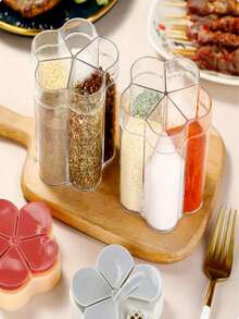 5-In-1 Portable Spice Container, For Home Kitchen, Kitchen Storage, Outdoor Camping Seasoning Storage - Multicolor - View 3