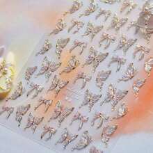 1pc Sparkling Butterfly Nail Art Stickers Exquisite Butterfly Nail Self Adhesive Paper DIY Thin And Hard Nail Decoration Stickers Stickers DIY - A - 查看 4