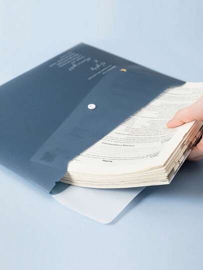 4pcs A4 Plastic Document Folders - Thick File Folders, Semi-Transparent Snap Button Student Document Management Bags, PP Plastic Snap Button File Folders, Blue Waterproof Data Bags, Office File Folders | Fashionable Document Storage | Waterproof PP Material, Suitable For Students And Office Use, Back To School Season, School Supplies