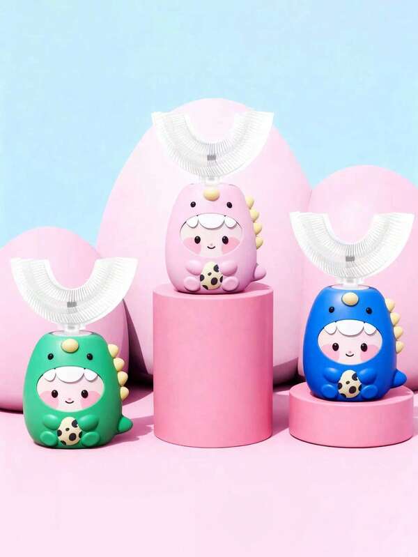 1 Adet Çocuklar İçin U Şeklinde Elektrikli Diş Fırçası, 1 Fırça Başlığı (Pil Kapasitesi: 150mAh), 3 Modlu Otomatik 360° Nazik Titreşimli Temizleme, Çizgi Film Dinozorlu IPX7 Su Geçirmez Tasarım, Banyo, Oyun ve Diş Eti Bakımı İçin Uygun, Noel, Doğum Günü, Okula Dönüşte Ebeveynler ve Büyük Ebeveynlerden Çocuklar İçin Harika Bir Hediye