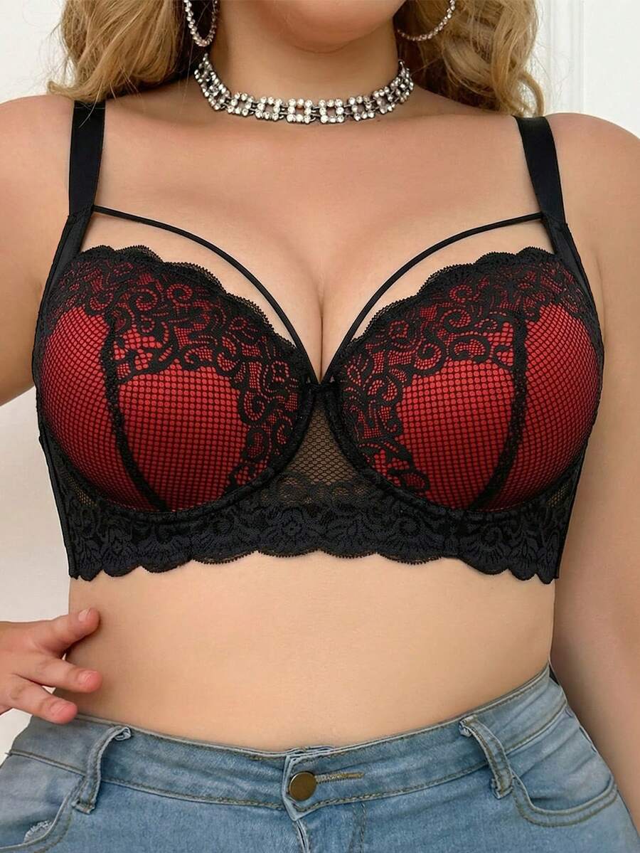 mimilemon Plus Size Comfortable Lace Underwire Bra - Wide Straps, Lift & Enhance, Side Support, Full Coverage, All-Day Comfort, Conceals Side Boob - Black - View 1