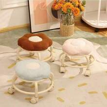 Flower Roller Stool, Quiet Swivel Casters, Portable Home Footrest Stool, Rotating Colorful Soft Cushion Stool For Living Room - Multicolor - View 6