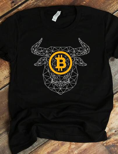 Bitcoin Bull T-Shirt, Bitcoin Shirt, Blockchain Tee, Cryptocurrencweahirt, Tank-Top, Hoodie, Crypto Tee, Ethereum, BTC220G Heavyweight 100% Cotton T-Shirt.  With Butterfly Print Pattern, Suitable For Girls And Wo's Short Sved Round Neck Inspirational Shirt, Cute Aesthetic Y2K Style Summer Top, Suitable For Outdoor, Family, Work Or Street Wear Casual Loose Daily T-Shirt