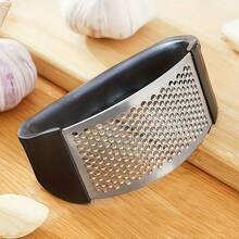 1pc Modern Minimalist Stainless Steel Garlic Press, Household Kitchen Tool, Thick Stainless Steel Material Durable, Lever Design For Easy Pressing, Finely Crushed Garlic Without Mess, Convenient Cleaning Without Residue. - Multicolor - View 3