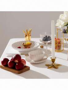 1pc White Rectangular Tablecloth, 150 X 259.08 Cm, Thickened Polyester Fabric Tablecloth, Suitable For Party, Banquet, Dining, Birthday, Wedding - Multicolor - View 5