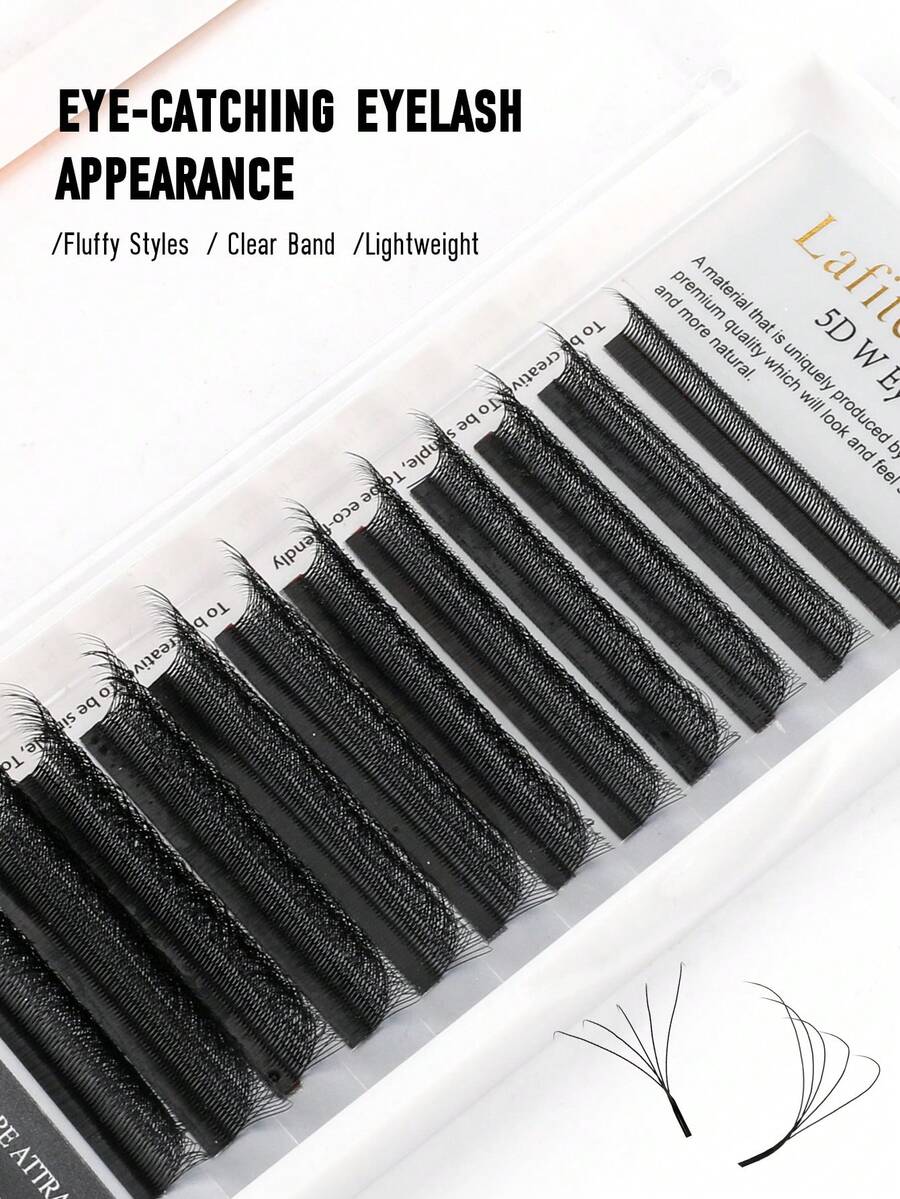 Ravi 12Rows C/D Curl 5D W Shape Eyelash Extension Hand Woven Soft Light Natural Lashes Premade Volume Fan Eyelashes Lash Clusters,Eye Lash Clusters,Individual Eyelashes,Lashes,Fake Lashes