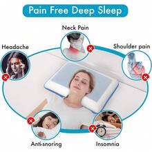 Memory Foam Pillows For Back Stomach Side Sleeper - Sleeping Travel Neck Gusseted Bed Pillow Gel Layer Provides Coolness Removable Washable Cover - trắng - Xem 3
