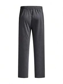 Men's Solid Color Lightweight Linen Pants, Comfortable Wear, Suitable For Beach, Vacation, Casual Sports - Dark Grey - View 2