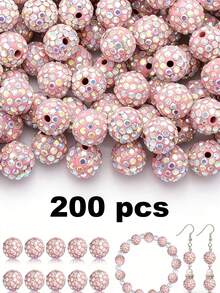 50/100/200颗 10毫米闪亮迪斯科球珠 - 闪亮黄色塑料珠，反光表面，适用于珠宝制作、DIY工艺品、项链和耳环配件、珠宝制作珠子、耳环组件、手工珠子 - 彩色 - 查看 38