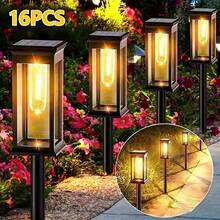 4/8/16PCS Solar Pathway Lights Featuring A Square Design, These LED Garden Lights Are Made Of Plastic For Outdoor Use. They Serve As Solar-Powered Lawn Lamps With Ground Stakes Suitable For Walkways, Patios - Outdoor Solar Street Lamps - 查看 12