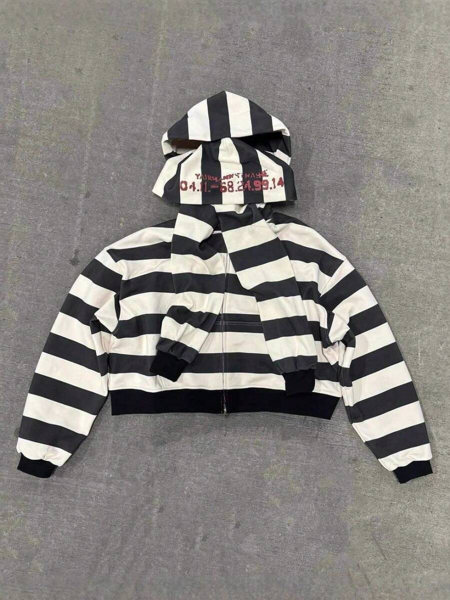 Men's Double-Layer Y2k New Product Color Blocking Design, Loose And Thin Zipper Hooded Sweatshirt, Double-Layer Design, Casual Hoodie For Men - 黑色 - 查看 1