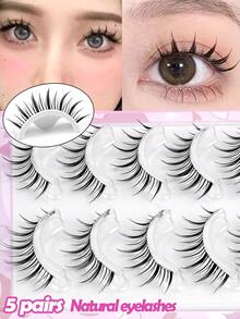 MAANGE 5 Pairs Natural Short False Eyelashes For Sensitive Skin, Delicate & Soft 11mm Small Lashes, Transparent Root Lively Energy Eyelashes - Black - View 6