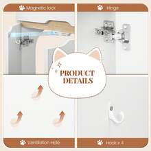 HaluPeit Cat Litter Box Cabinet, Cat Cabinet For 2 Cats, Cat Toilet With Door, For Cats, Double Door, Side Table, 120 X 50 X 53.4 Cm, White Oak And White, Modern - 白色 - 查看 5
