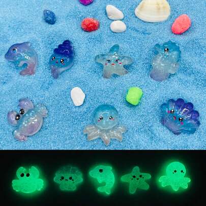 20 Pcs | Adhesive Dots | Luminous Ocean Animals | With Storage Box | Cream Glue Phone Case | Small Ocean Gift For Best Friend | Luminous Starfish And Octopus | Luminous Marine Creatures | Super Fun Glowing At Night | Mini Landscape Decoration | Creative Desktop Decor | Suitable For Moss Mini Landscapes, Succulent Pots, Aquarium Decorations, Desks, Vanity Tables, Nightstands, Mini Marine Creatures | Create A Small Underwater World