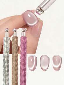 A Single-Pack Of Strong Versatile Magnetic Rods With Water Droplets, Suitable For Cat-Eye Nail Polish Gel Manicures, Double-Headed Magnetic Pen Magnetic Rods, And 3D Magnetic Nail Design Accessory Tools. - Multicolor - View 2