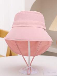 1顶可调节儿童遮阳帽，宽檐渔夫帽，适合1-10岁男孩女孩，夏季防紫外线颈部遮阳帽 - 彩色 - 查看 17