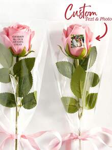 Customized Photo & Text Rose Flower, Personalized Preserved Photo Flower With Text, Customized Gift For Grandma/Mom/Teacher, Personalized Romantic Valentine's Day/Birthday Preserved Rose, Valentine's Day Gift, Mother's Day Gift, Wedding, Engagement, Anniversary, Couple Anniversary Gift - Multicolor - View 9