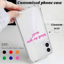 1pc Transparent Shockproof Customizable Phone Case, Personalized Font, Name, Heart Design, Eternal And Fashionable, Suitable For S25 Ultra/S25 Plus/S25/S24 Ultra, 11/11 Pro/11 Pro Max/12/12 Pro/12 Mini/12 Pro Max/13/13 Pro/13 Pro Max/13 Mini/14/14 Plus/14 Pro/14 Pro Max/15/15 Plus/15 Pro/15 Max/16/16 Plus/16 Pro/16 Pro Max 16E, Android Phones - Clear - View 3